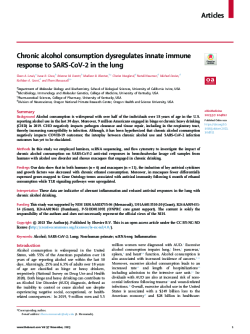 Chronic alcohol consumption dysregulates innate immune response to SARS-CoV-2 in the lung